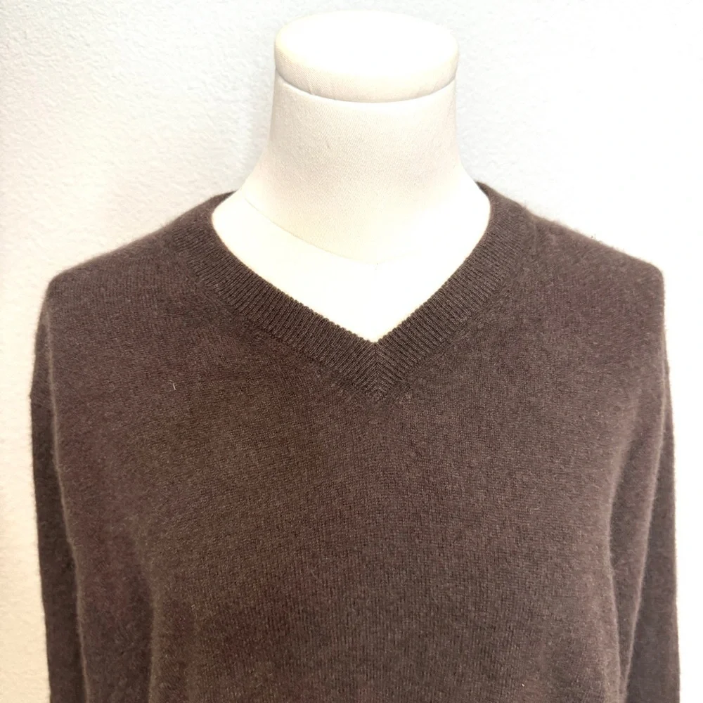 Allen Solly Cashmere Brown V-Neck Sweater